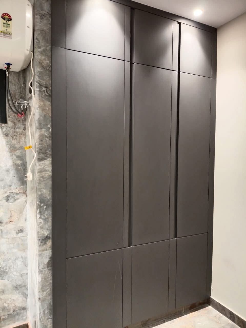 Handleless Pu Shutter Wardrobe Kitchen Side Console Funiture Rattan Shutter Wardrobe Walk In Wardrobe