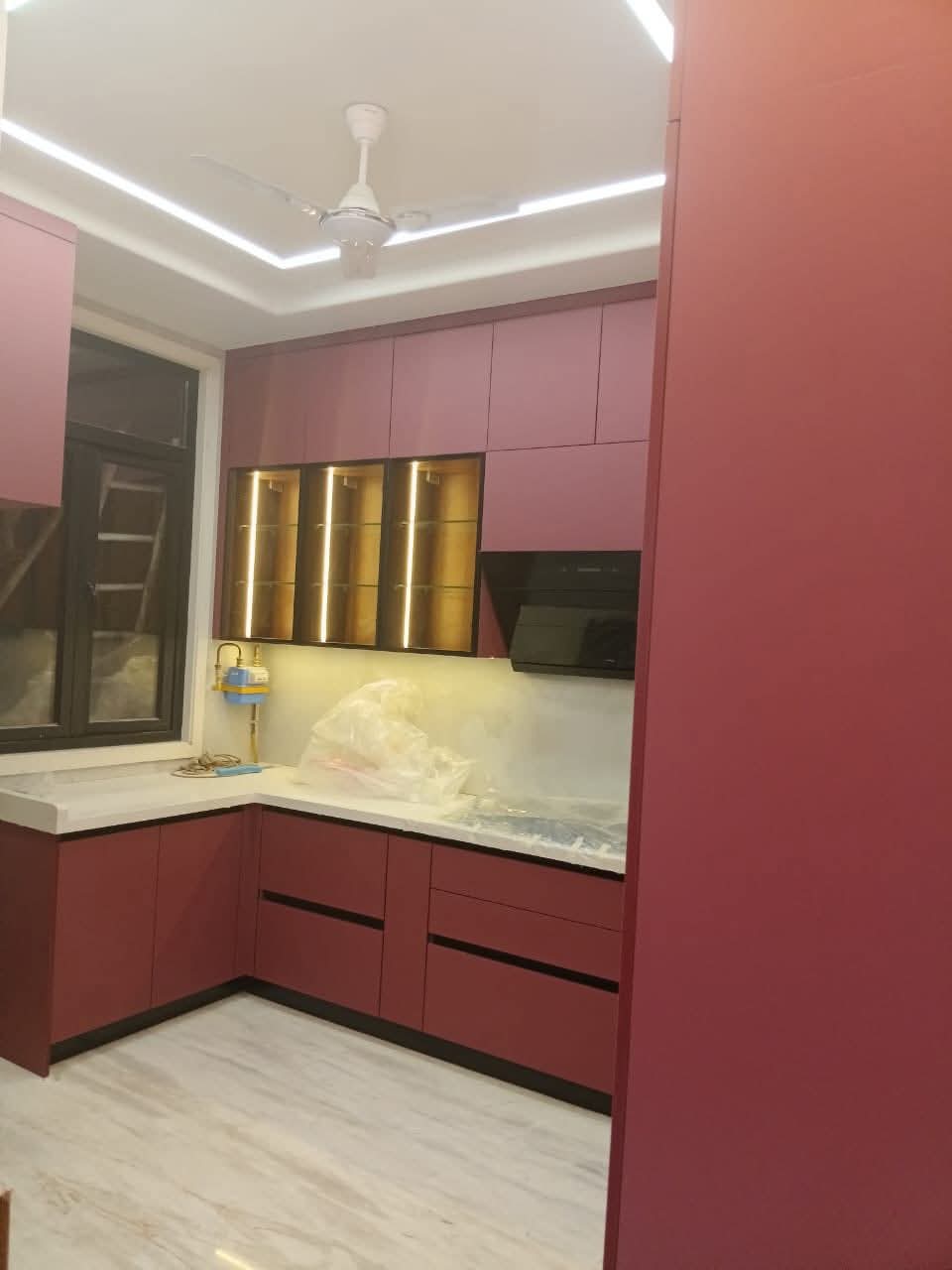Handleless Pu Shutter Wardrobe Kitchen Side Console Funiture Rattan Shutter Wardrobe Walk In Wardrobe